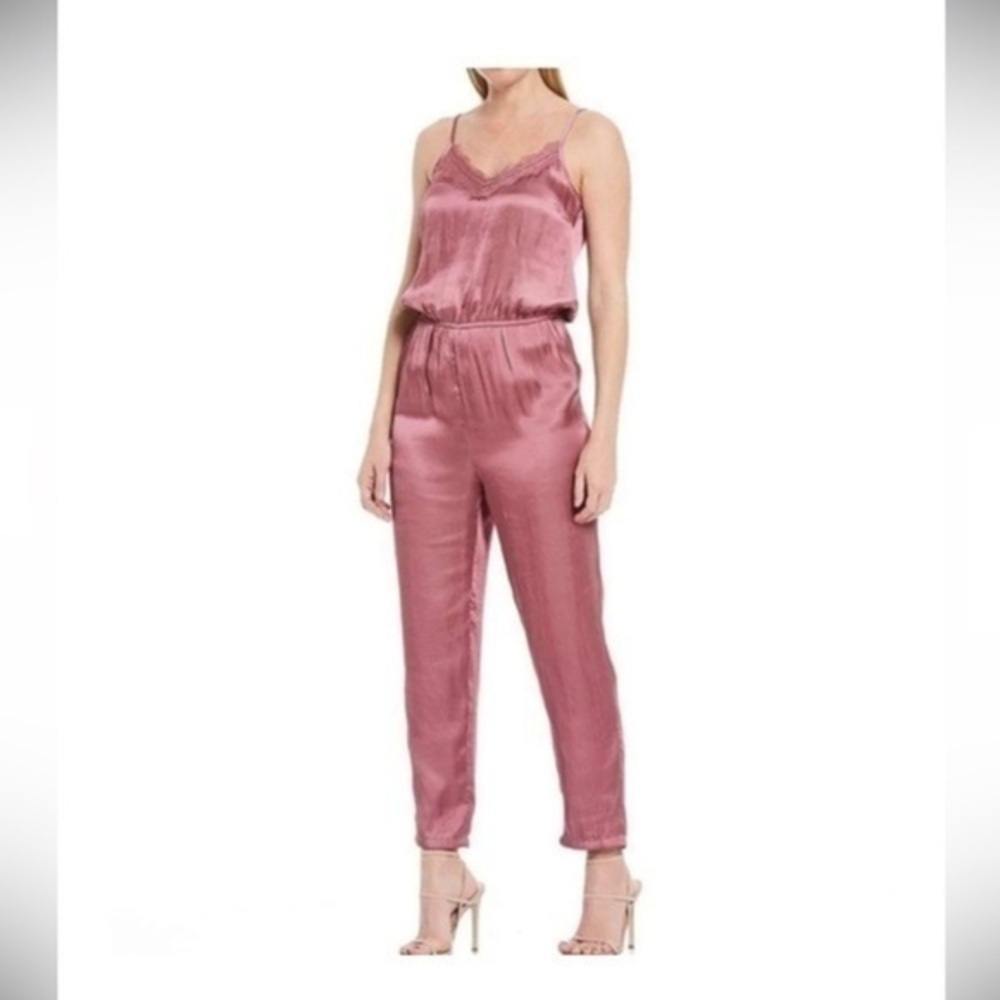 CHELSEA & VIOLET PINK SATIN LACE PANTSUIT​